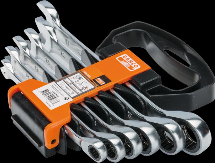 Produktbild Bahco Metrischer Knarren-Ring-Maulschlüssel-Satz - 6-teilig/Kunststoffhalter (17 mm, 8 mm, 14 mm, 12 mm, 13 mm, 10 mm)