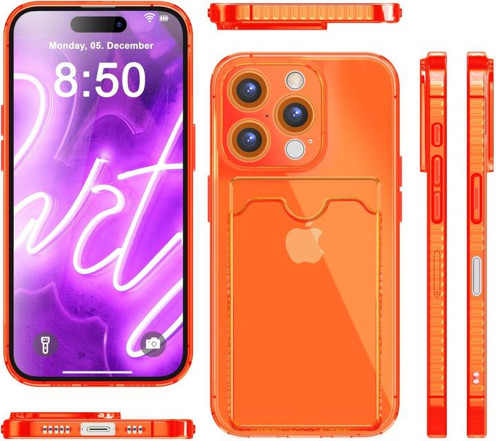 Immagine prodotto Nalia Portacarte trasparente in silicone trasparente al neon (Apple iPhone 16 Pro Max)
