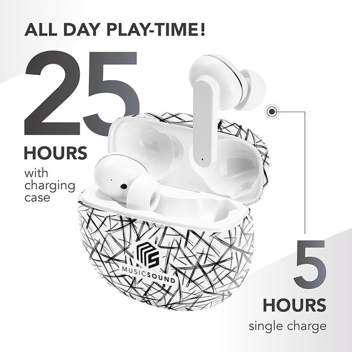 Immagine prodotto Cellularline Musica & Suono Auricolari Bluetooth Linee Fantasia Bianco (5 h, Senza fili)