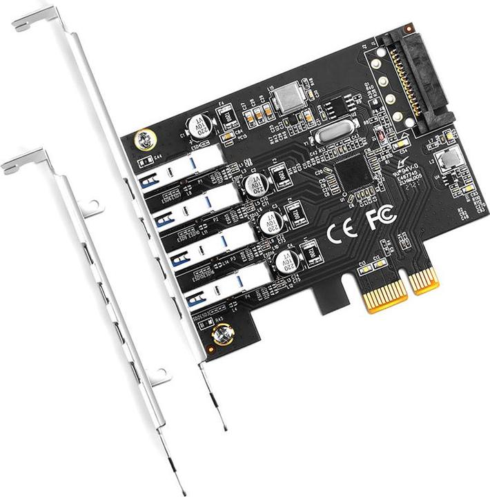 Produktbild Axagon PCEU-43RS PCIe Adapter 4x USB3.0 UASP VIA, 15-pin SATA Stromversorgung