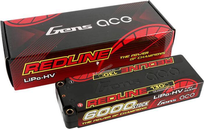 Actual product image Gens Ace RC Battery LiHV 6000 mAh 7.6 V 130C 2S2P Redline Series (7.60 V, 6000 mAh)