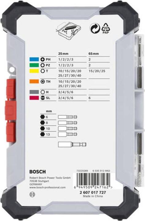 Productafbeelding Bosch Professional Bit Set Extra Hard (PH1 / PH2 / PH3 / PZ1 / PZ2 / PZ3 / HEX3 / HEX4 / HEX5 / HEX6 / T10 / T15 / T20 / T25 / T27 / T30 / T40 / SL3 / SL4 / SL5 / SL6 / TH10 / TH15 / TH20 / TH25 / TH27 / TH30 / TH40)