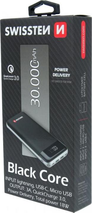 Produktbild Swissten Black Core (30000 mAh, 18 W, 111 Wh)