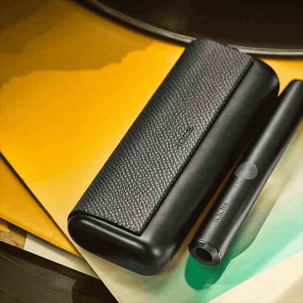 Actual product image IQOS Iluma Prime Leather-like Wrap Obsidian Black