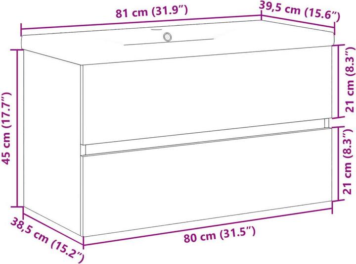 Immagine prodotto VidaXL Mobiletto Vanity a parete Mobiletto da bagno con lavabo incorporato