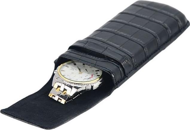 Actual product image Safe Watch case with genuine black leather