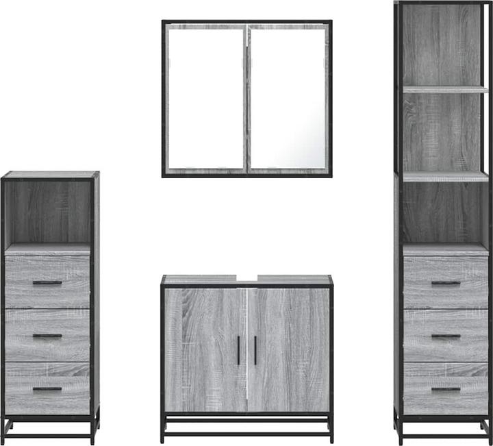 Image du produit VidaXL Ensemble de meubles de salle de bains 4 pièces Gris Sonoma Bois composite Ensemble de meubles de