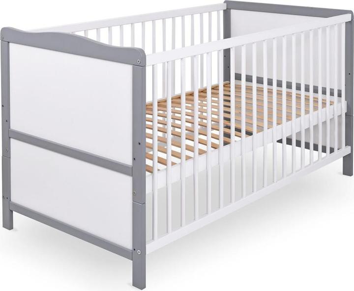 Actual product image jonka Cot and cot bed Moritz 70 x 140 cm - White Grey (140 x 70 cm)