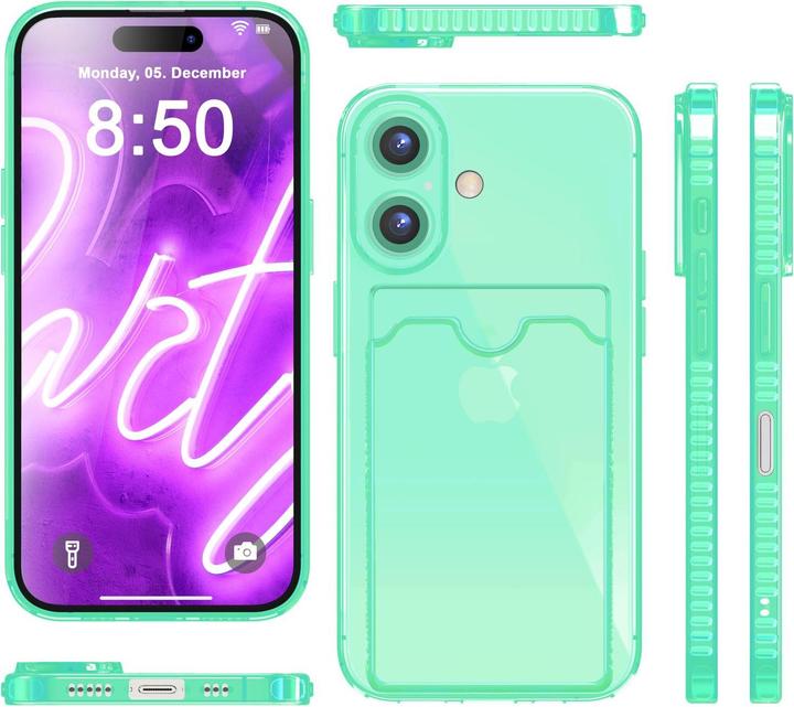 Actual product image Nalia Clear transparent neon silicone cover card holder (Apple iPhone 16 Plus)
