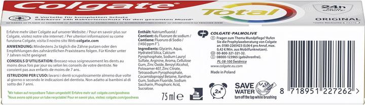 Nutritional values and ingredients Colgate Total Original (75 ml)