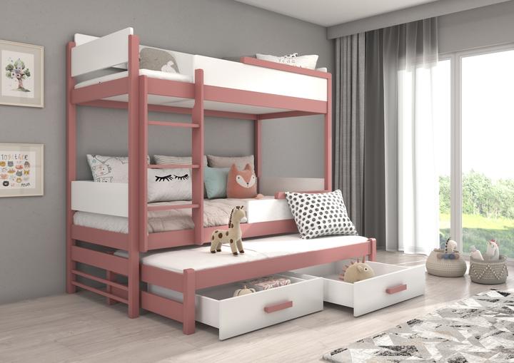 Actual product image ADRK Furniture Triple Bunk Bed with Mattresses QUEEN 200x90 (200cm x 90cm)