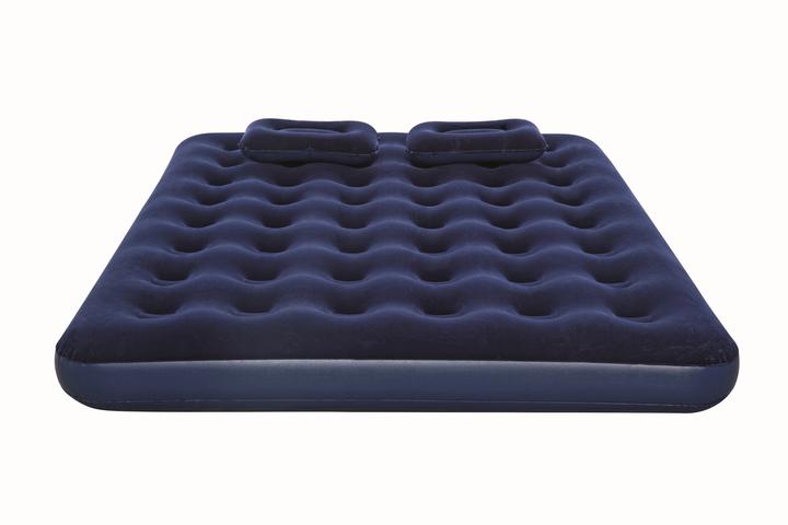 Actual product image Bestway inflatable mattress with pump and pillow, 203x152x22cm, suede