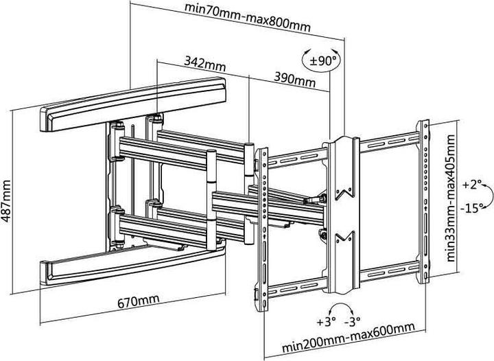 Produktbild Xantron TV Wandhalterung weiss 80cm Auszug (Wand, 80", 70 kg)