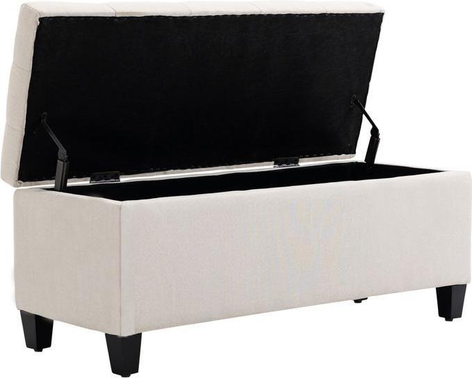 Produktbild Swisshandel24 Sitzbank Polsterbank mit Stauraum Truhenbank Flur Schlafzimmer Wohnzimmer leinenartiges Polyester Gu (100 cm)