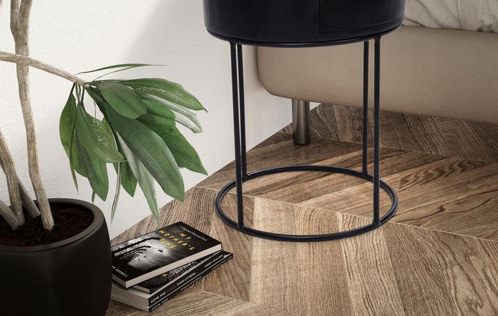 Produktbild FineBuy Nachttisch Nachtkonsole Boxspringbett Holz Massiv 60 cm Schublade Rund (40 x 40 x 60 cm)