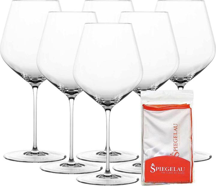 Spiegelau Hi-Lite Burgundergläser + Poliertuch (73.40 cl, 6 Glasses, Red wine glasses)