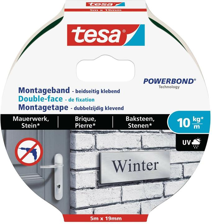 Produktbild tesa Powerbond doppelseitiges Montageband für Ziegel & Stein (19 mm)