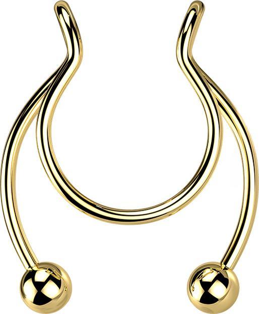 Produktbild Star Piercing Fake Clip vergoldet Circular Barbell mit zwei Kugeln (Chirurgenstahl 316L, 0.8 mm)