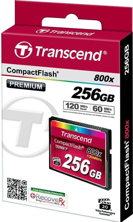 Immagine prodotto Transcend CF Card 256GB MLC 800x R: 120M (256 GB, CF)