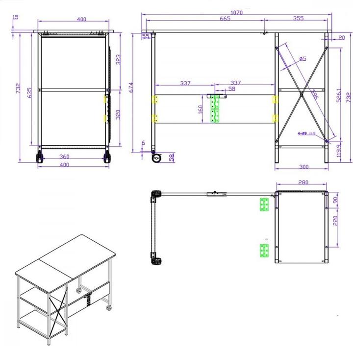 Actual product image Maclean Loft folding desk dimensions: 107x45x75cm max - 150 kg with light beech top MC-411 W (107 x 45 x 75 cm)