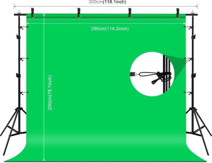 Actual product image Puluz green screen (300 cm, 200 cm)