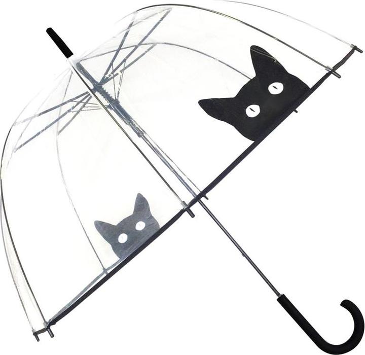 Smati transparenter Automatik-Stockschirm Glockenform mit Katze - Regenschirm Damen – Winddicht – Vo