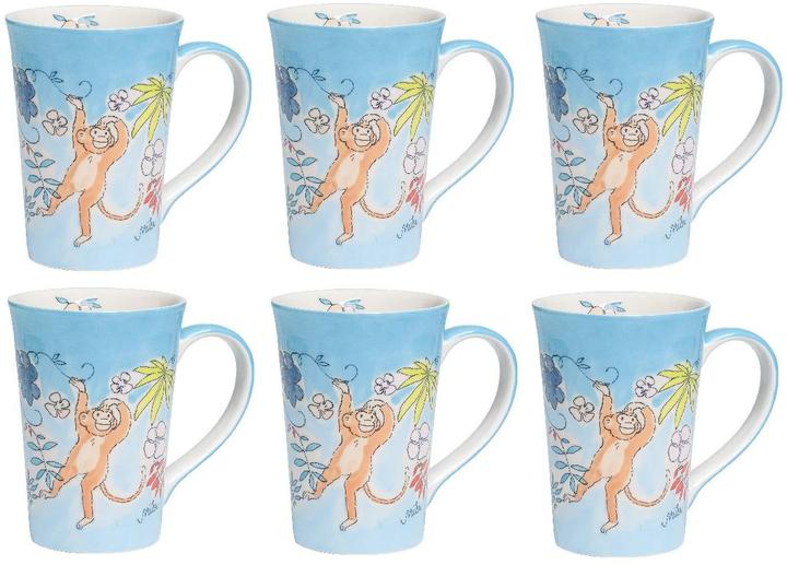 Mila Teetasse Monkey 350 ml, 6 Stück, Blau (350 ml, 6 x)