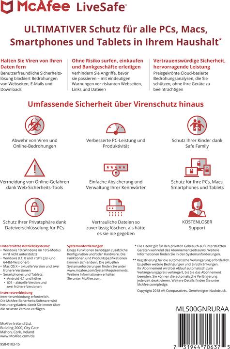 Actual product image McAfee LiveSafe (12 months)