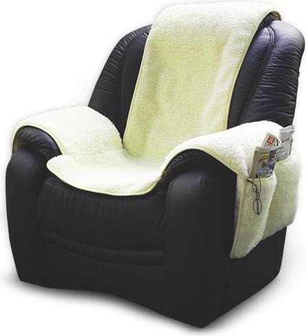 Actual product image Armchair cover with armrests, pure new wool, natural colour