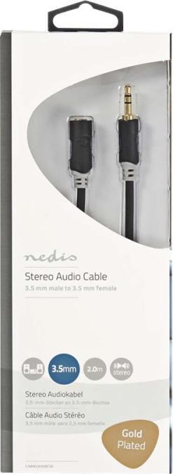 Actual product image Nedis 3.5 mm stereo audio cable with 3 jacks (2 m, 3.5mm jack (AUX))