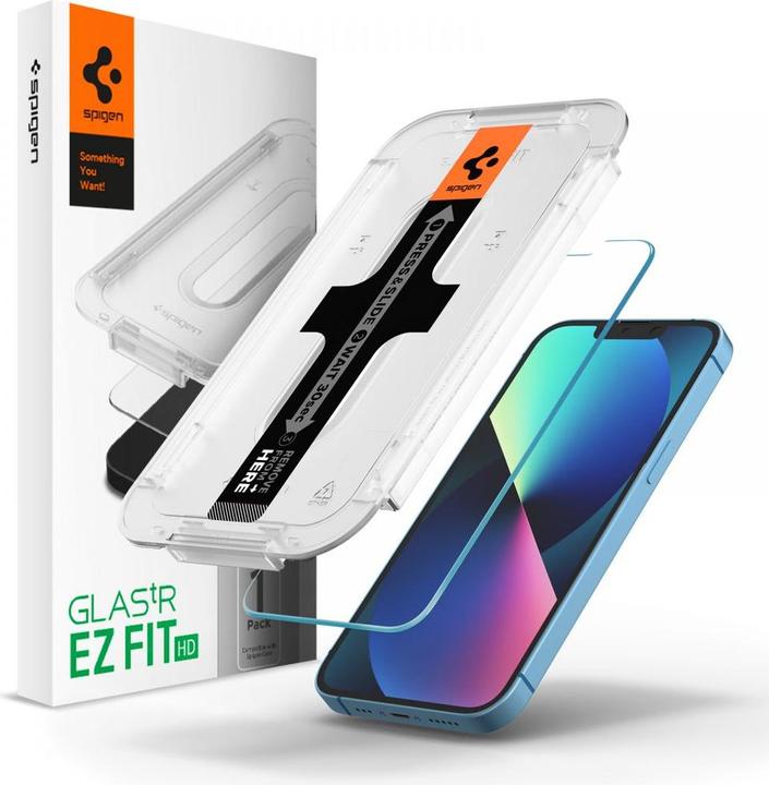 Produktbild Spigen Gehärtetes Glas GLAS.tR ez Passend für Apple iPhone 13 (1 Stück, Apple iPhone 13 Pro, Apple iPhone 13, Apple iPhone 14, Apple iPhone 16e)