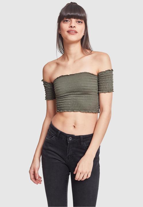 Urban Classics Ladies Cropped Cold Shoulder Smoke Top
