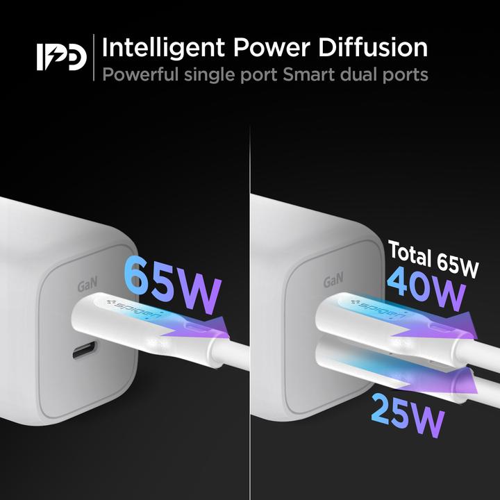 Actual product image Spigen Ładowarka sieciowa PE2106EU PD65W USB-C PowerArc Network Biała/White ACH03720 (65 W)