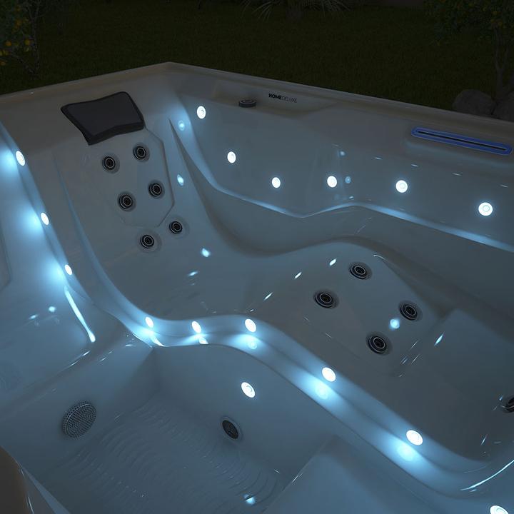 Immagine prodotto Home Deluxe Idromassaggio da esterno HOME-STAR, 24 getti massaggianti LED, gradini e copertura termica, 3 (3 pers.)