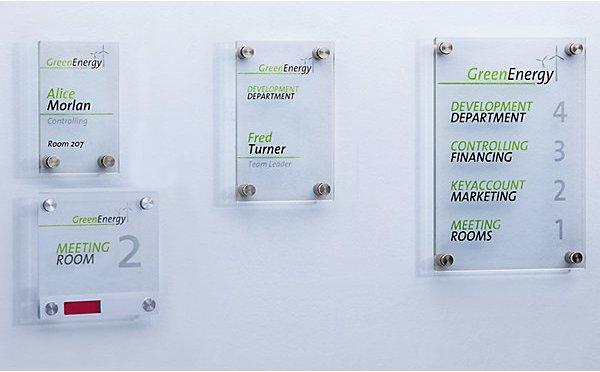 Actual product image Moedel Door sign made of single pane safety glass, pack of 2, WxH 100 x 100 mm.