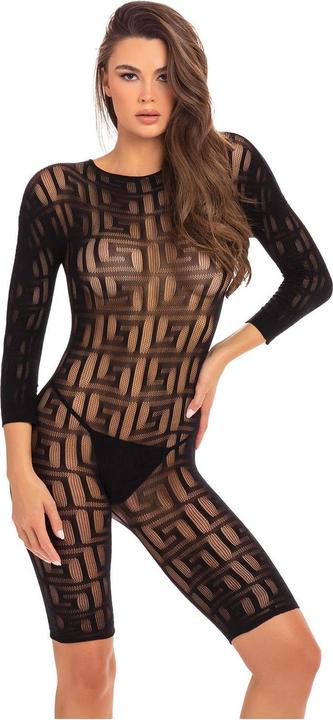 René Rofé Exotic Geometry Bodystocking Black S/m (S/M)
