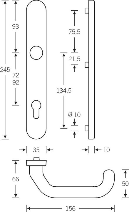 Image du produit Magni FSB PT-Garniture à béquilles,VK8, 06 7816,avec long.ovaleF69 (Poignée de porte)