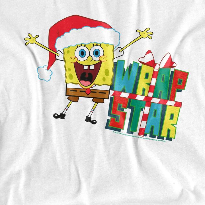 Immagine prodotto Spongebob Squarepants Wrap Star At Christmas Maglietta Adulto Unisex (L)