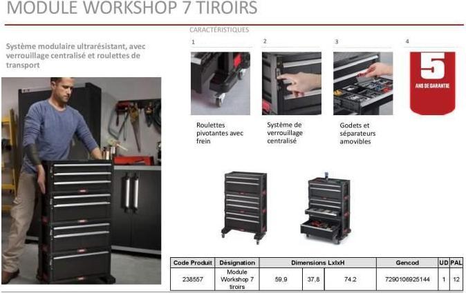 Produktbild Keter Werkzeugwagen Schubladen (7 x)
