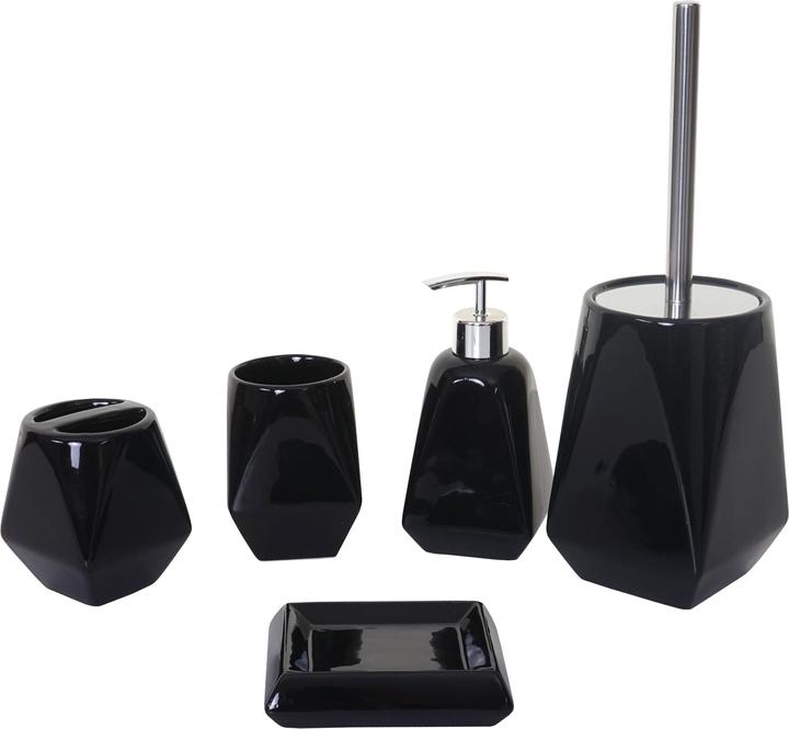 Image du produit Swisshandel24 Ensemble de salle de bains 5 pièces, ensemble WC Accessoires de salle de bains, céramique - noir