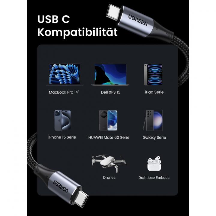 Actual product image Ugreen USB C – USB C (1 m, USB 3.2 Gen 2)