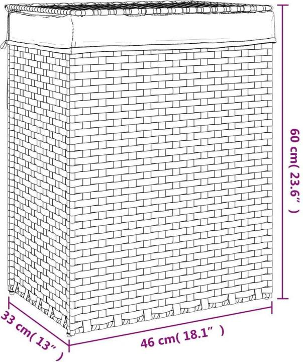Immagine prodotto VidaXL Cesto per biancheria con coperchio Bianco 46x33x60 cm Poly