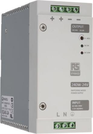 Rs Pro Din Rail Power Supply, 240W, 24V Output