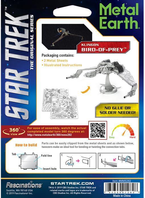 Actual product image Metal Earth Star Trek Klingon Bird of Prey
