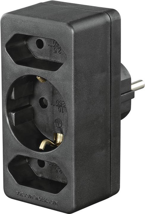 Actual product image Hama Socket outlet adapter 3-fold, 1x earth contact, 2x Euro, black (3 x)