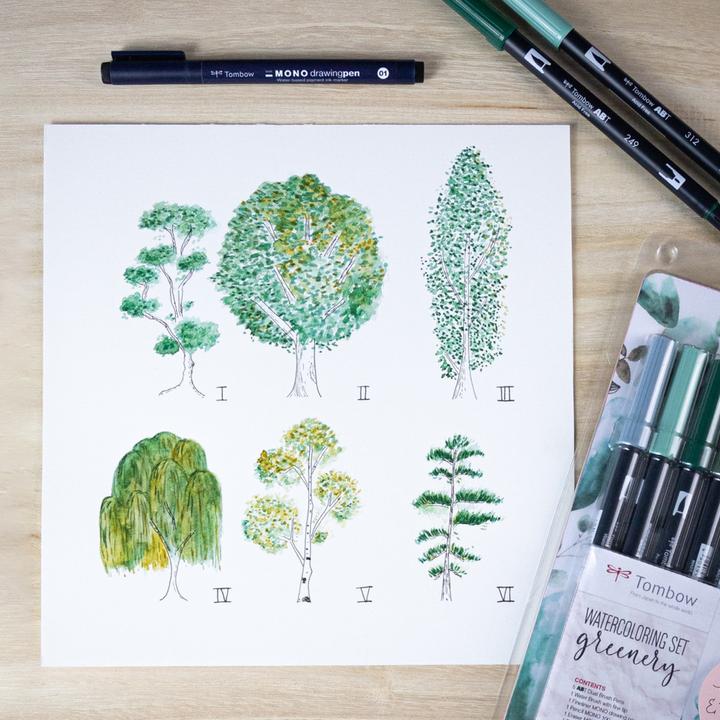 Produktbild Tombow Watercoloring-Set Greenery (Grün, 5 x)