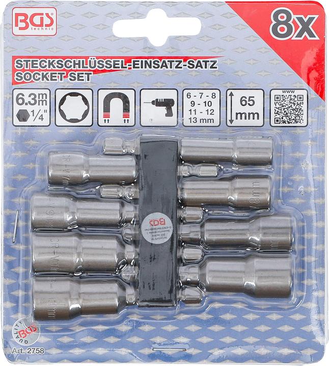 Produktbild BGS Steckschlüssel-Einsatz-Satz (8 mm, 9 mm, 11 mm, 12 mm, 13 mm, 10  mm, 6 mm, 7 mm)