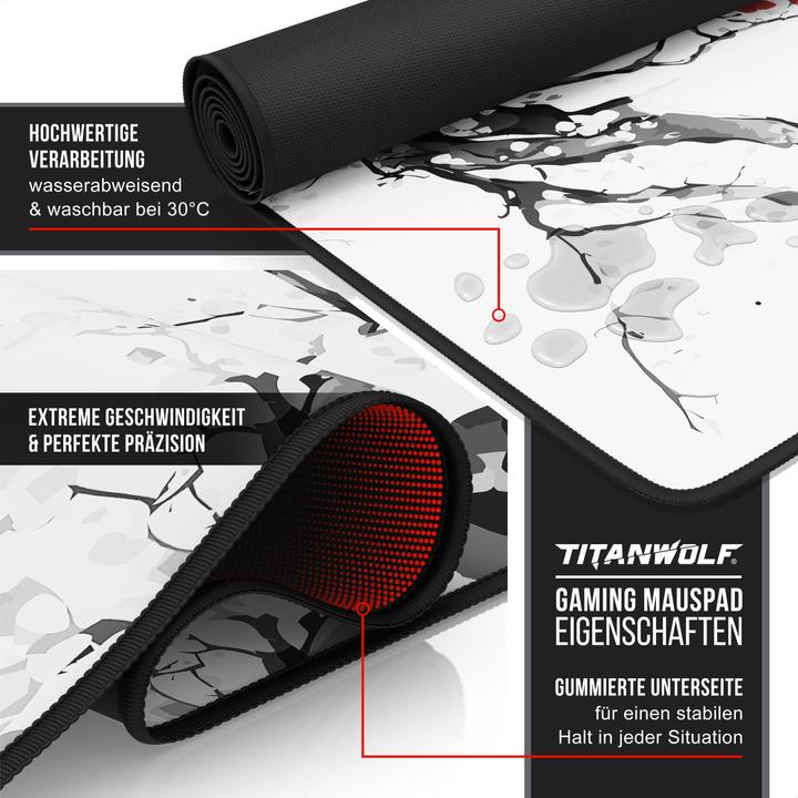 Produktbild Titanwolf Gaming Mauspad, XXXL Speed Mausmatte 1200 x 600 mm, Geschwindigkeit & Präzision, Japan Ink Painting (XXL)