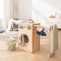 Actual product image Howa Children's wooden washing machine with clothesline, ironing board, laundry basket and iron