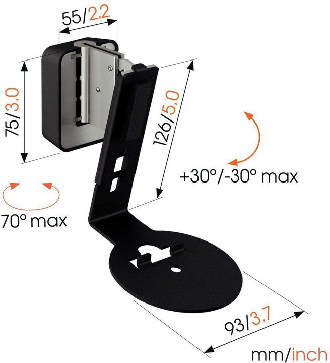 Immagine prodotto Vogels SWM 4111 Cuscinetto per altoparlanti Sonos per Era 100 (nero) (1 pz., Installazione a parete, Inclinabile, Rotante)